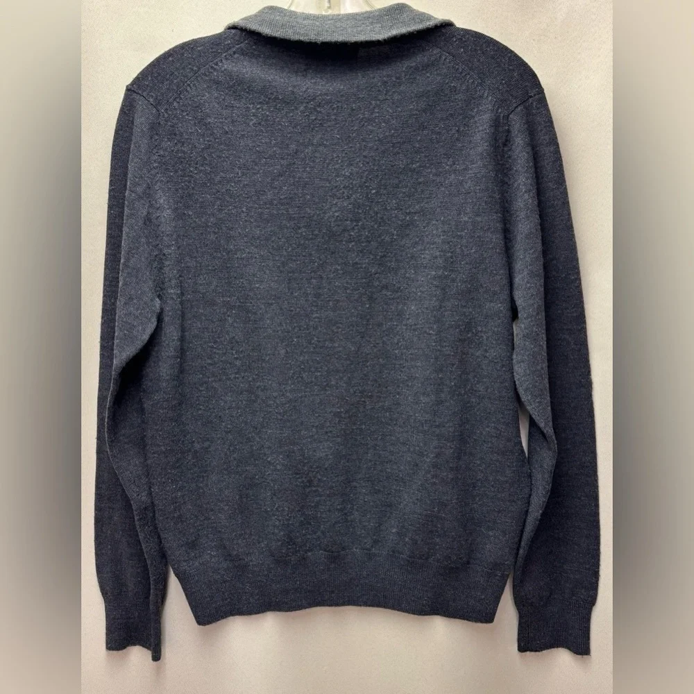 Toscano Gray Marino 100 % Merino Wool Quarter Zip Sweater Size Medium